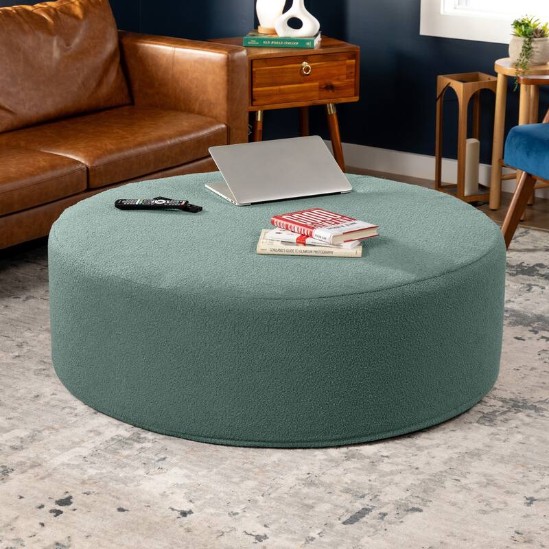 Jaxx Candler Round Couch Ottoman Large Coffee Table & Foot Rest, 44-Inch