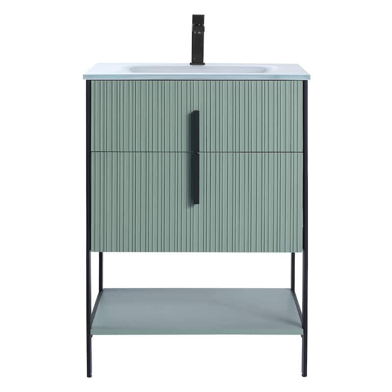 Fine Fixtures Serenity Modern Bathroom Vanity with White Glass Top
