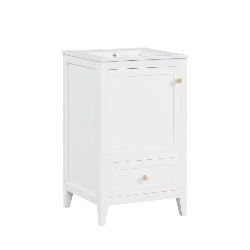Roomfitters 20" Bathroom Vanity with Sink, Soft-Close Cabinet with Door Rack & Bottom Drawer
