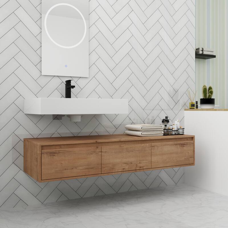 ARTCHIRLY 30/60 Inch Bathroom Vanity with Sink, Floating Bathroom Vanity With Soft Close Drawer