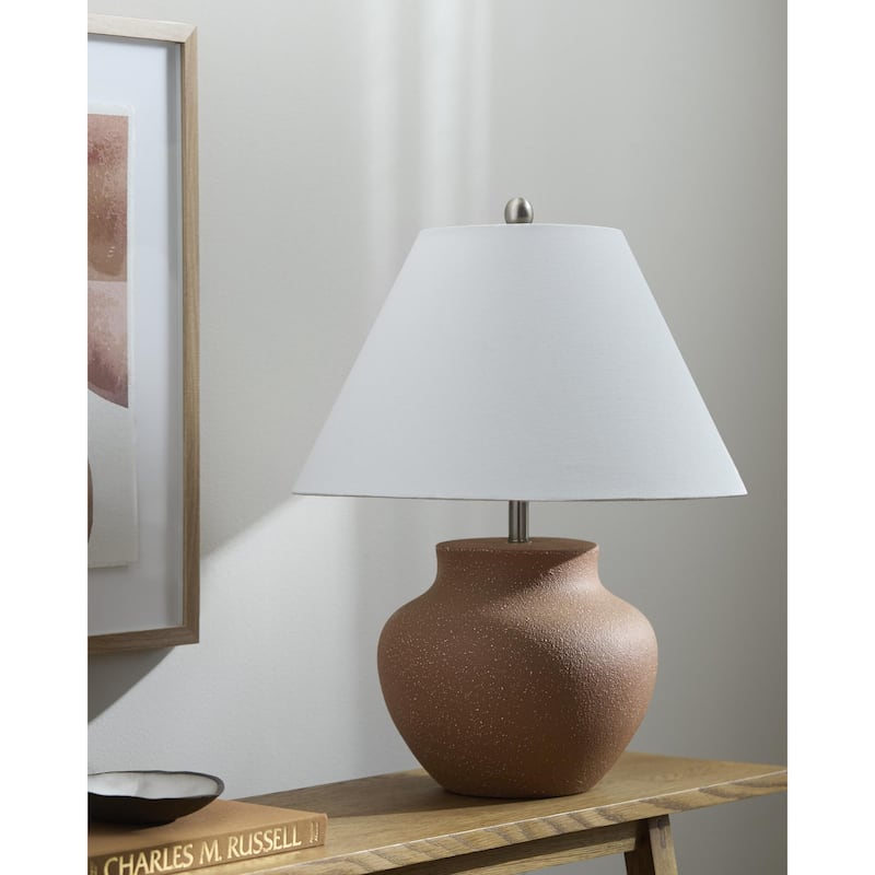 Livabliss Festus Traditional Accent Table Lamp - Brick/Cream