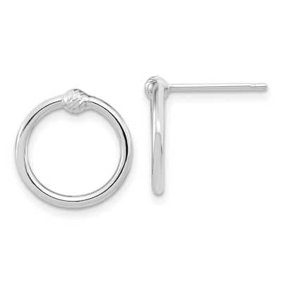 Curata 14k White Gold Textured Twisted Circle Post Earrings 12.5x11.3mm