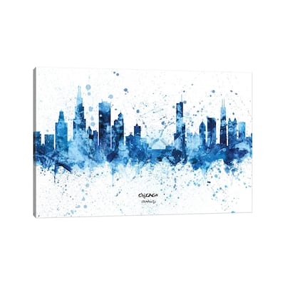 iCanvas "Chicago Illinois Skyline Splash Blue" by Michael Tompsett Canvas Print