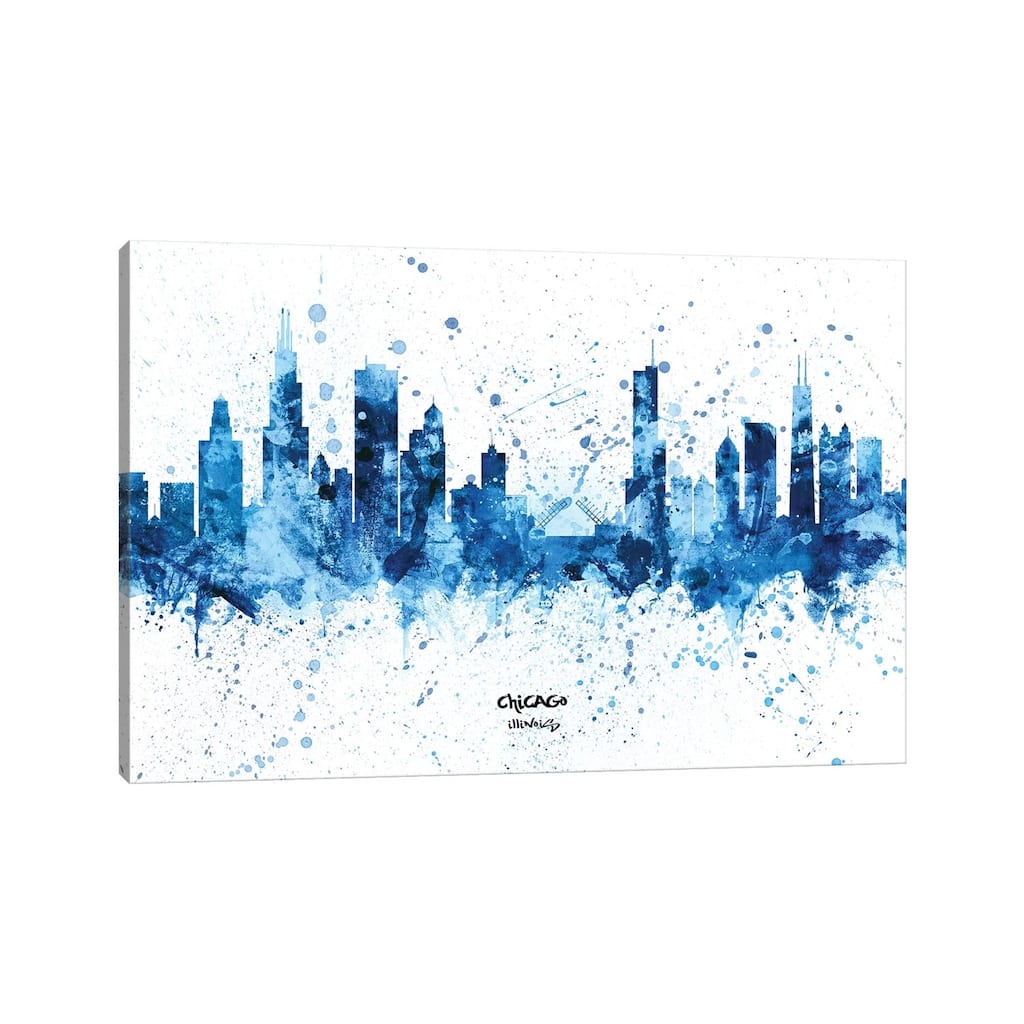iCanvas "Chicago Illinois Skyline Splash Blue" by Michael Tompsett Canvas Print
