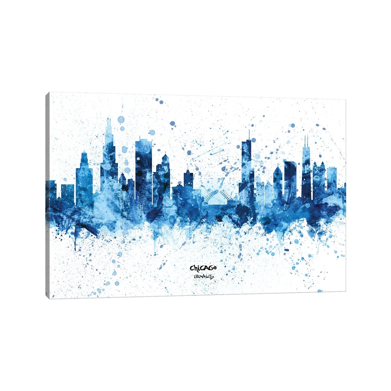 iCanvas "Chicago Illinois Skyline Splash Blue" by Michael Tompsett Canvas Print
