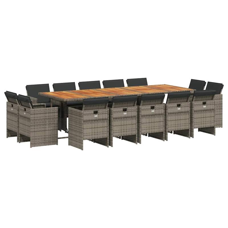 vidaXL Patio Dining Set Set of 14 Gray - 41.7 in x 108.3 in x 28.7 in