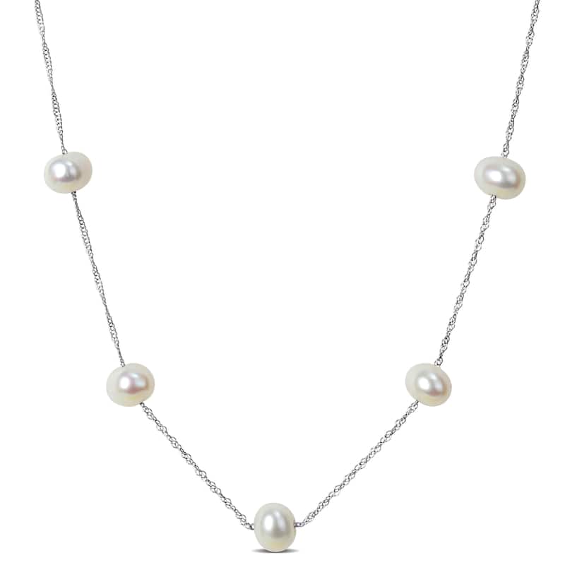 Miadora 5.5-6mm Cultured Freshwater Pearl Station 10k White Gold