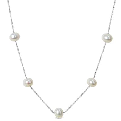 Miadora 5.5-6mm Cultured Freshwater Pearl Station 10k White Gold