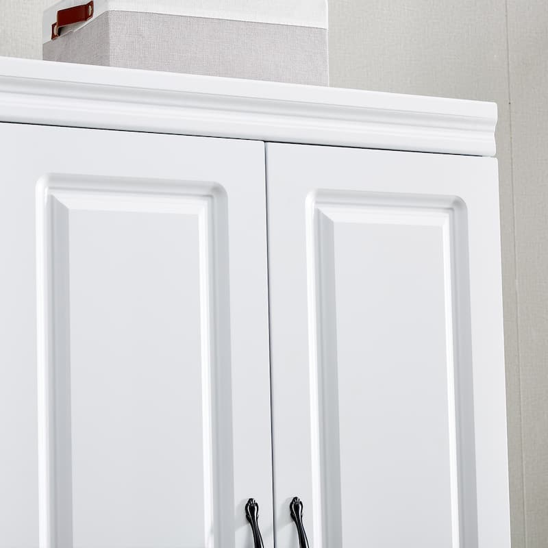 4 Door Armoire Wardrobe Closet with Drawer and Hanging Rod, Wooden Black Bedroom Armoire Closet, 70.87" H x 61.42" W x 20.47" D