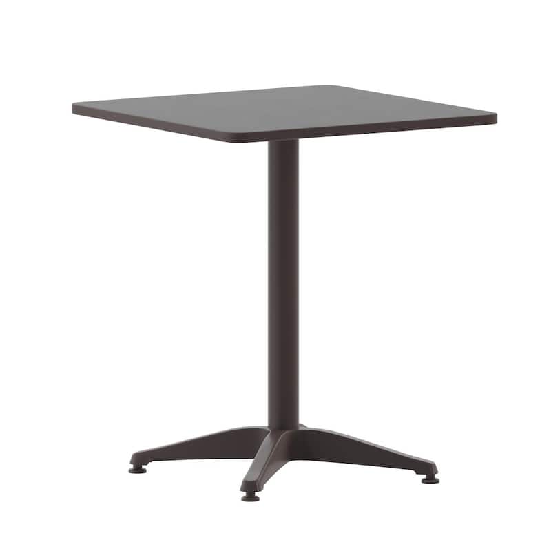 23.5" Square Aluminum Smooth Top Indoor-Outdoor Table with Base
