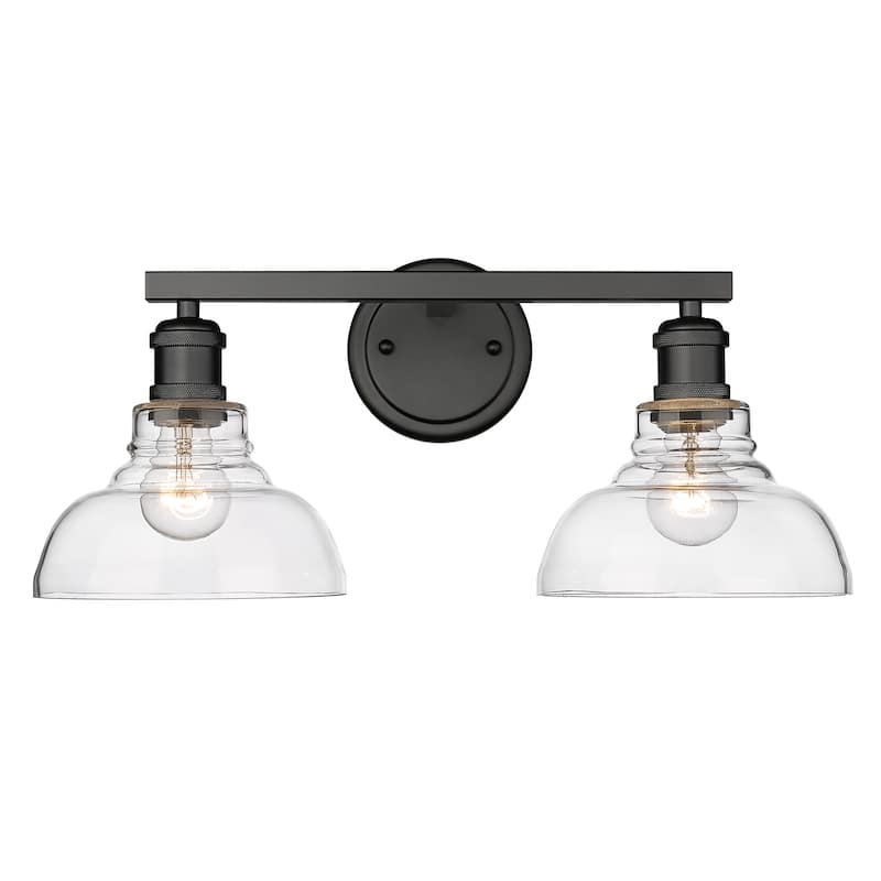 Yep by Golden Lighting Carver 2-light Vanity in Matte Black and Clear Glass