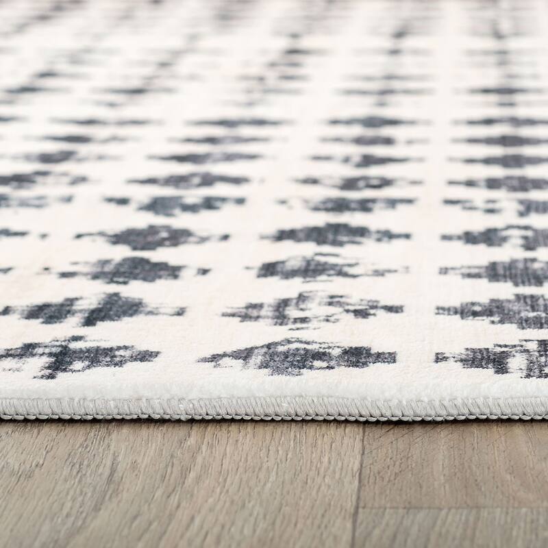 World Rug Gallery Geometric Distressed Abstract Washable Non Slip Area Rug