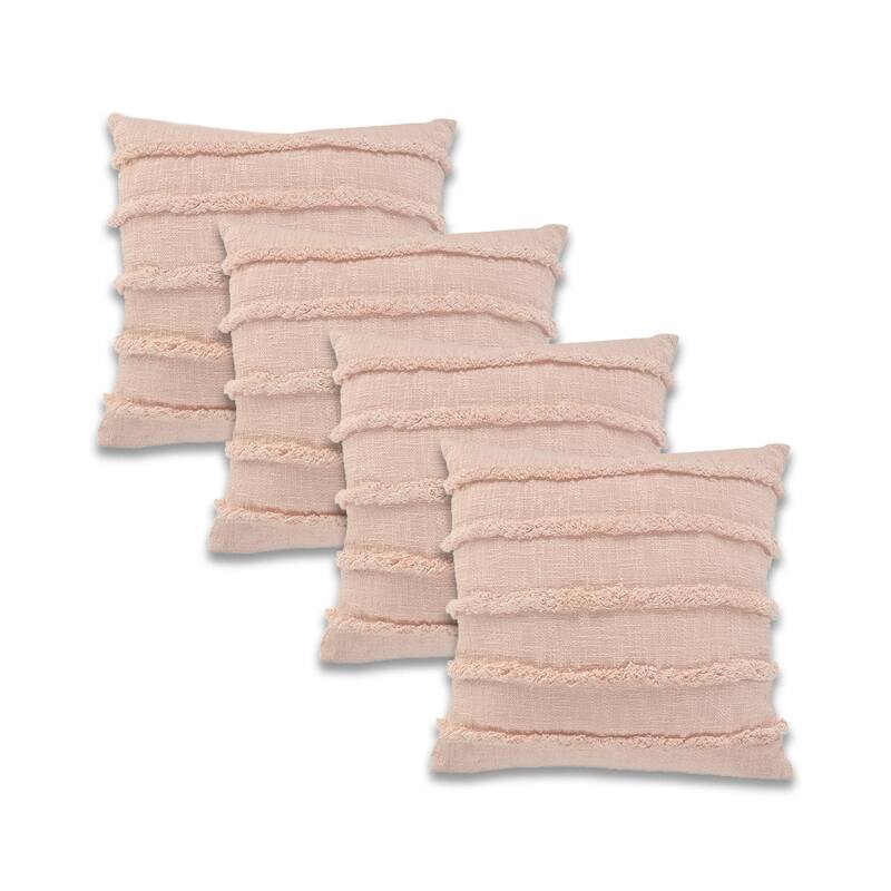 Sevita Birch Solid Natural Cotton Square Throw Pillow, Set of 2 or 4