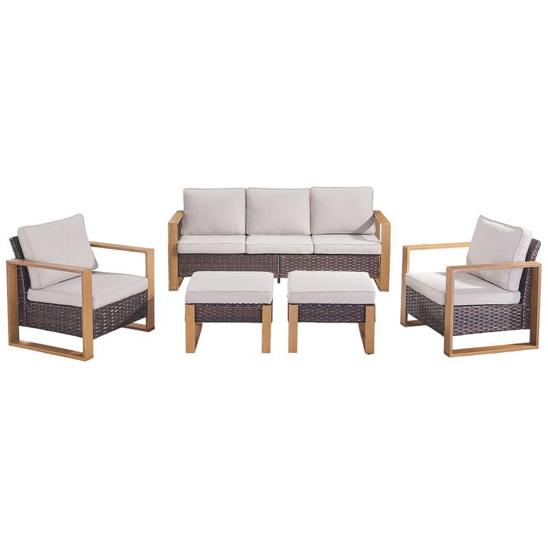 Pocassy Outdoor Sofa, Swivel Chair, Patio Chair Ottoman Set