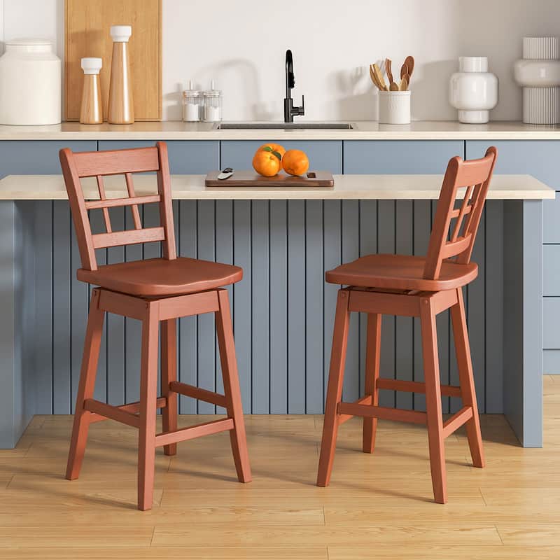 Gymax 2PCS 24.5 Inch Counter Height Bar Chairs Swivel Bar Stools w/