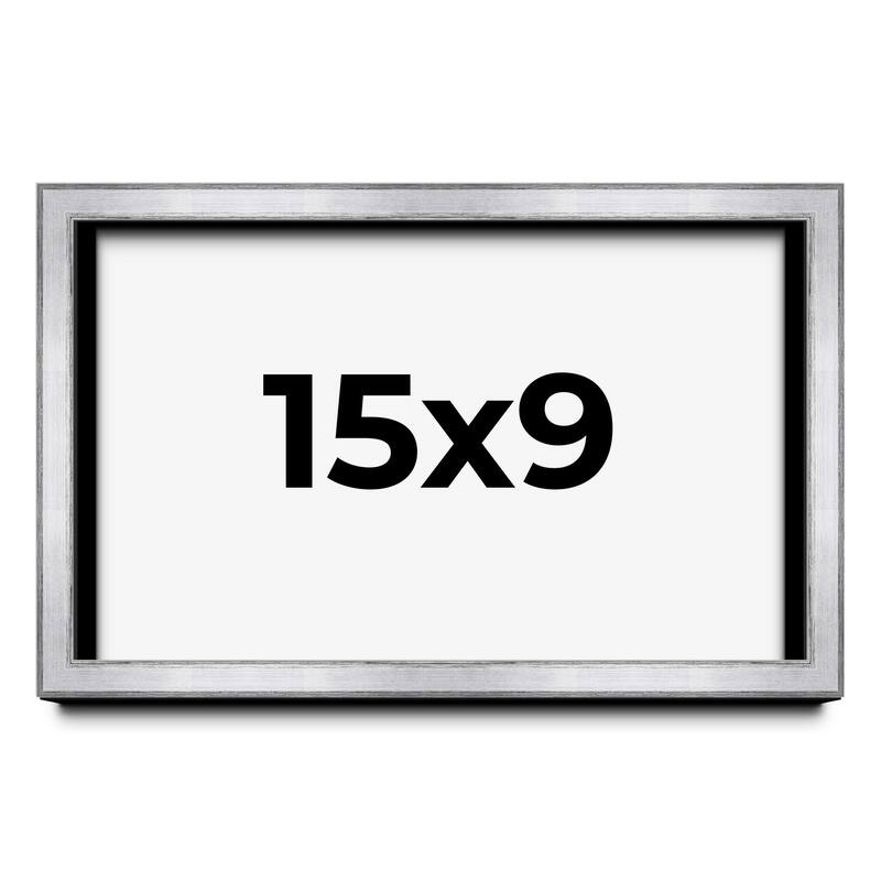 15x9 Shadow Box Frame Silver | 1.375 Inches Deep Real Wood