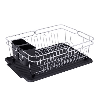 Kitchen Details Twisted Chrome 3 Piece Dish Rack in Black 16.5