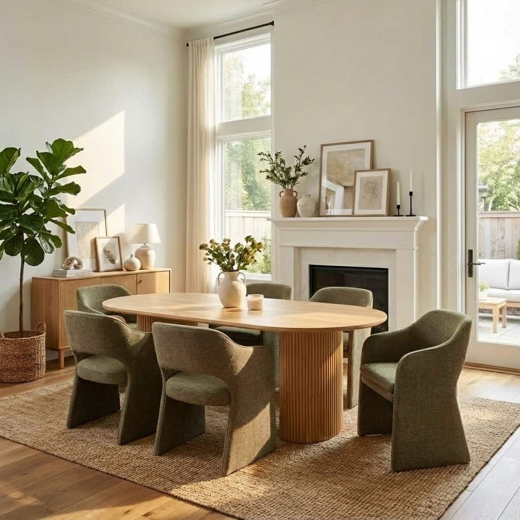 Upholstered Dining Chairs Set of 6, Open-Back Design, Performance Fabric Seats