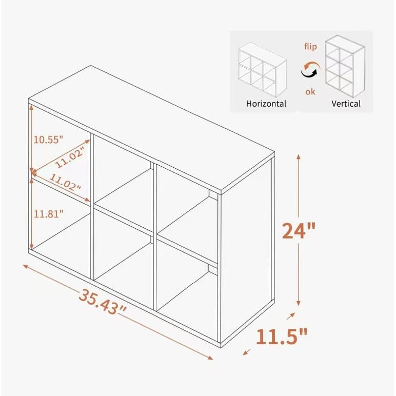 Book Shelf with 6 Storage Place Wooden Bookshelf Storage Organizer Diaplay Cabinet