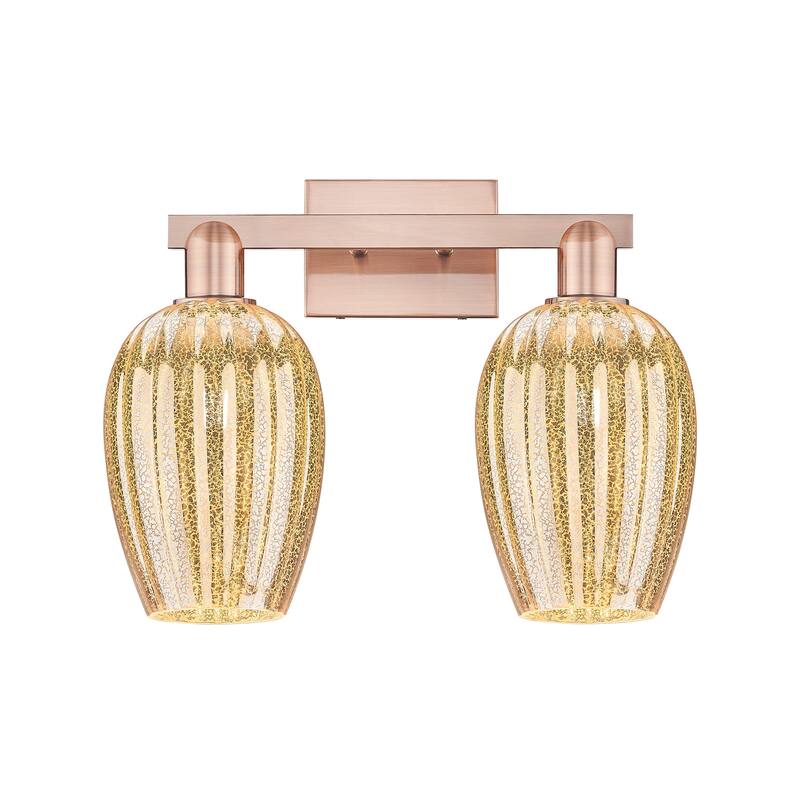 Innovations Lighting 716-2W-14-16 Preston Vanity Flute Preston 2 Light - Antique Copper / Mercury