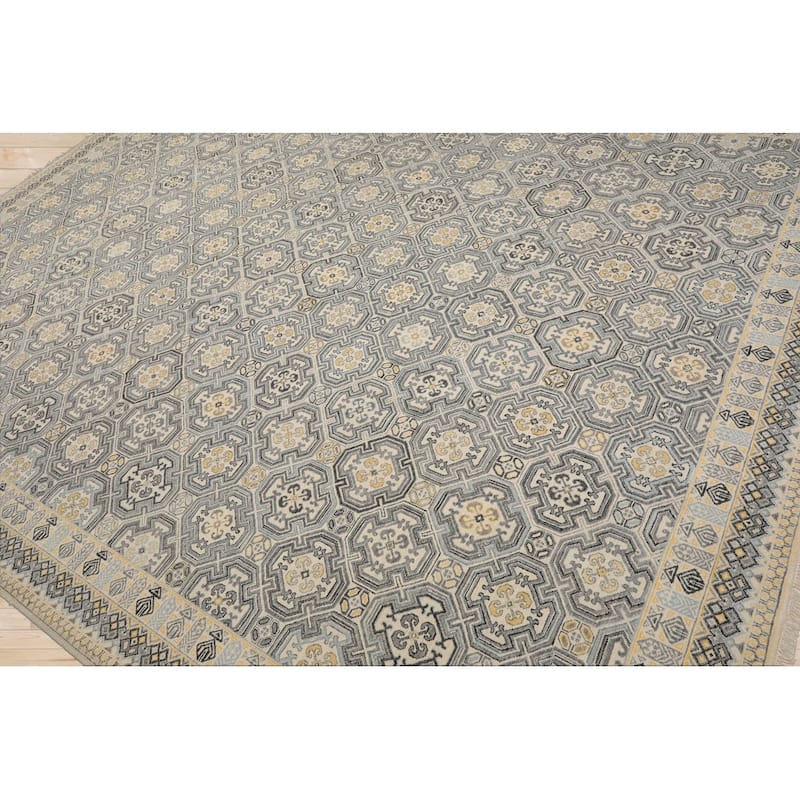 Ivory Transitional Wool Oriental Area Rug 9x12 Hand Knotted 250 KPSI - 9' x 12' 1''