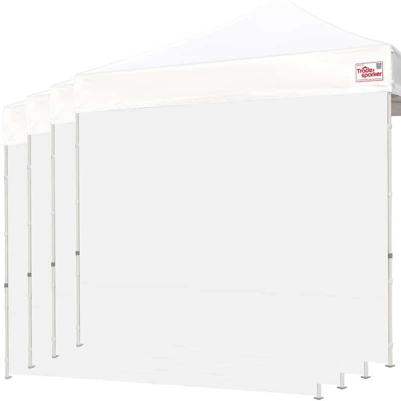 Tradesparker 10x10/10x20 Canopy Sidewall Kit 3 Walls+1 Doorwall Fits Pop Up Tents - White - 10x10ft