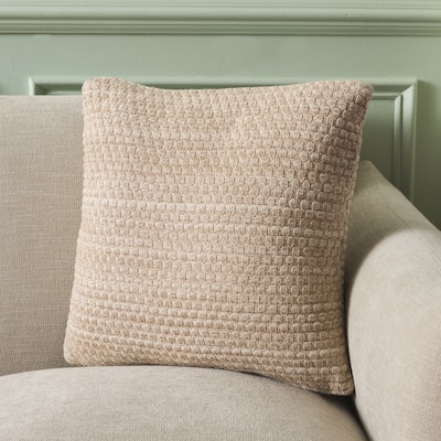 SAFAVIEH Home Rava 18-inch Square Natural/Beige Cotton Decorative Pillow