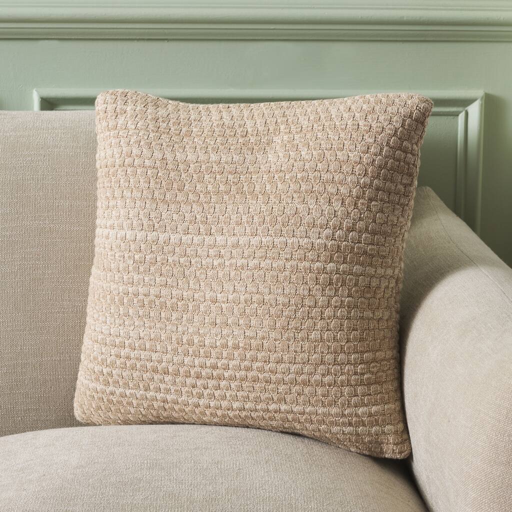 SAFAVIEH Home Rava 18-inch Square Natural/Beige Cotton Decorative Pillow