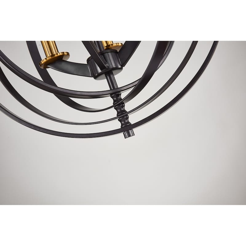 Jayce Gold+Bronze 4-Light Ring Pattern Metal Orb Hanging Chandelier