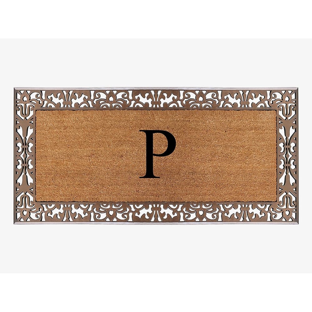 A1HC Natural Coir Monogrammed Door Mat For Front Door, 30"X60", Anti-Shed Treated Durable Doormat for Outdoor Entrance