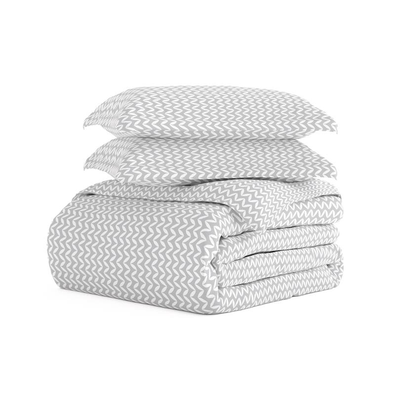 Becky Cameron 3 Piece Puffed Chevron Duvet Cover Set