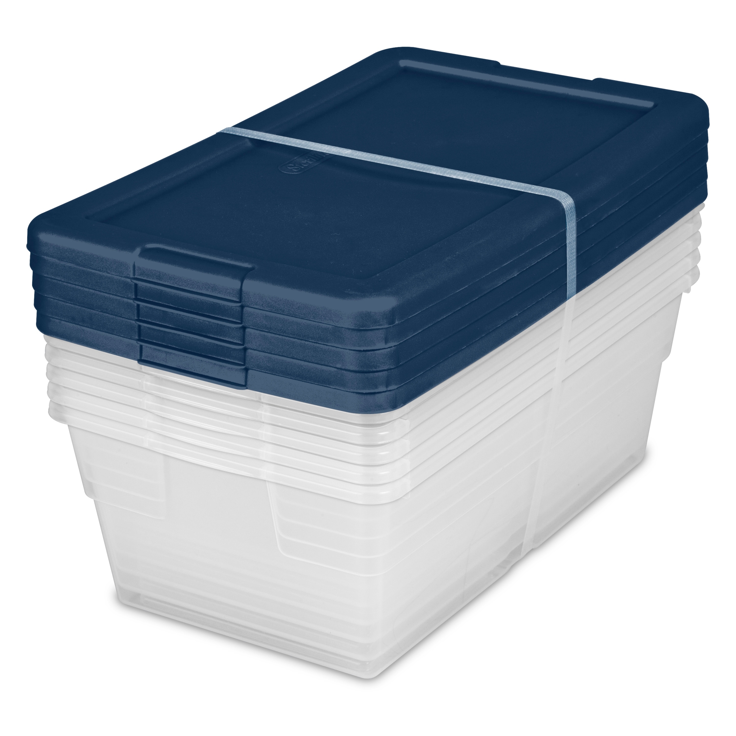 https://ak1.ostkcdn.com/images/products/is/images/direct/da307eb778fb31f3621a63132767ee72744e4ce7/Sterilite-Stackable-6-Qt-Storage-Box-Container%2C-Clear%2C-Marine-Blue-Lid-%2830-Pack%29.jpg