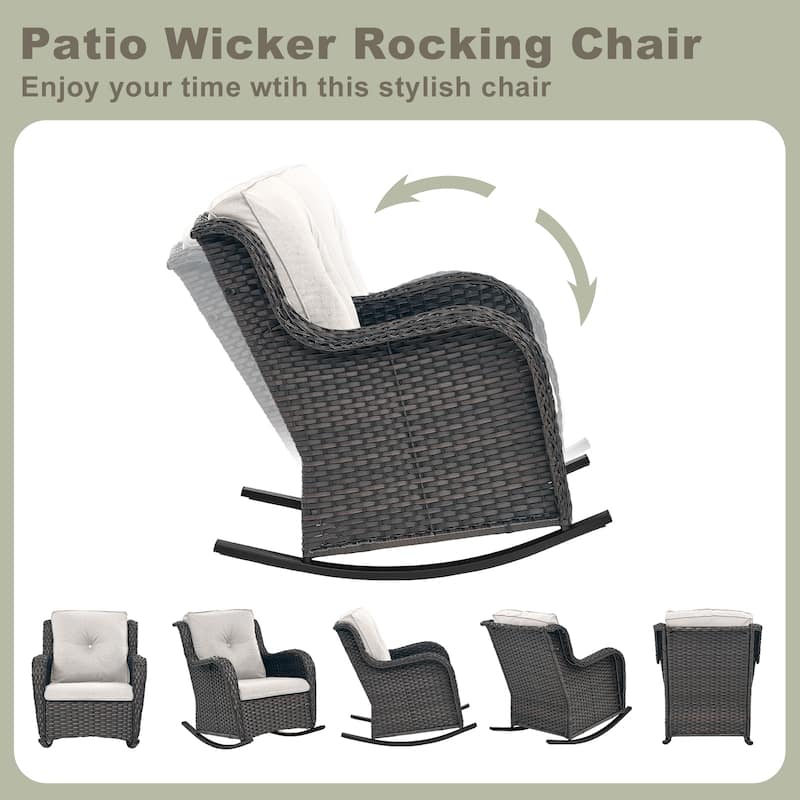 Patio Rocking Chair with Comfortable Cushions