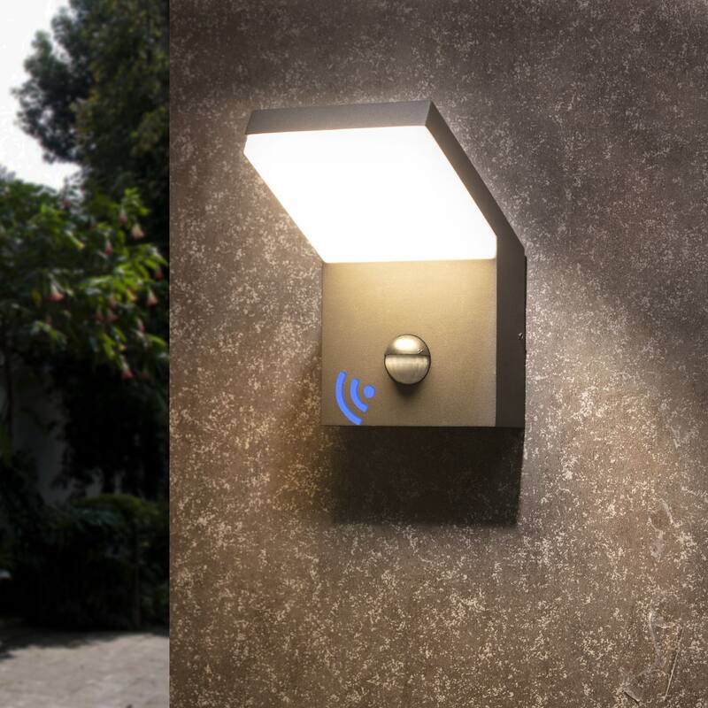 Wall Light Outdoor LED Wall Mount Lamp Wall Sconce Lighting with Motion Sensor Lantern Fixture - Grey