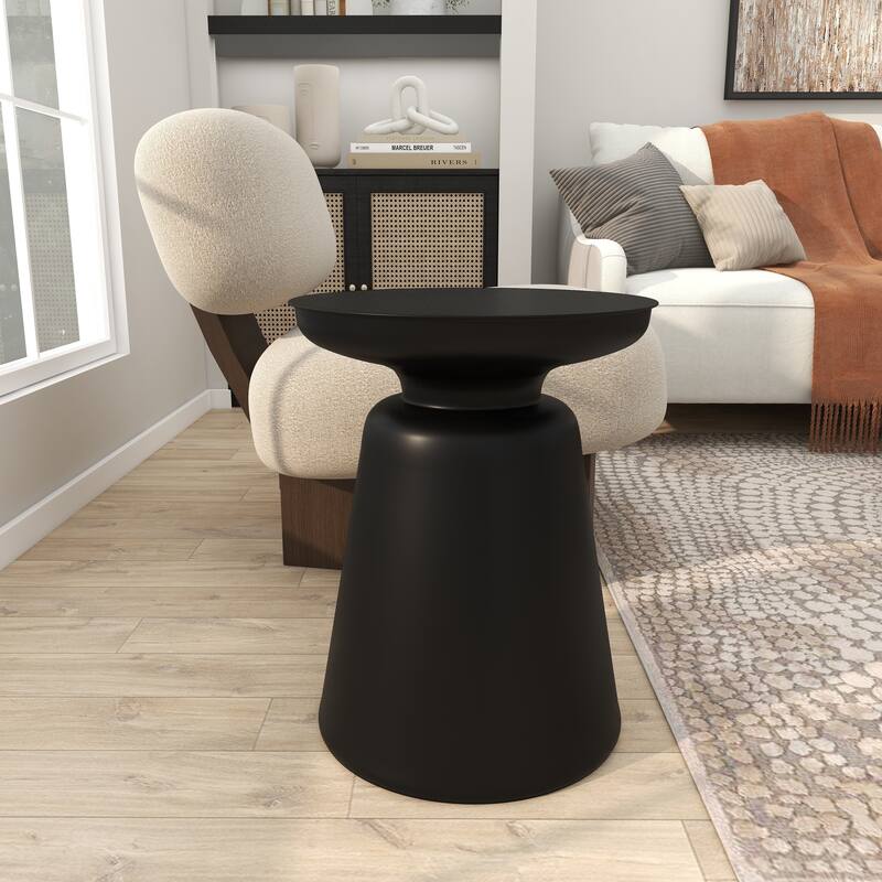 Black Metal Accent Table with Bell Shaped Base - Black