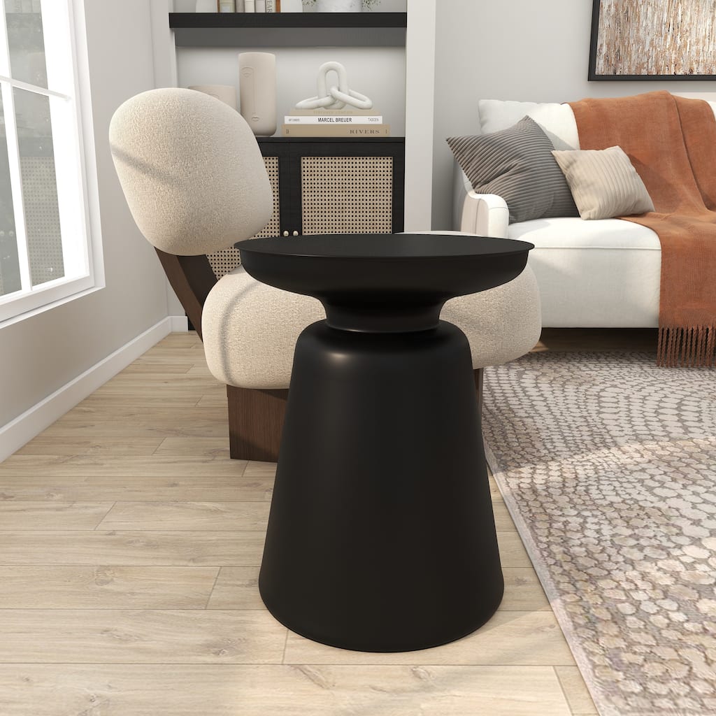 Black Metal Accent Table with Bell Shaped Base