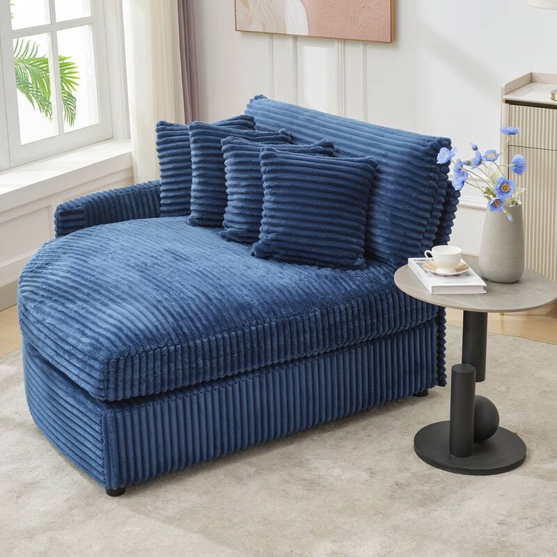 Oversized Fan-shaped Corduroy Couch, 2-piece Sectional Sofa with 4 & 8 Throw Pillows