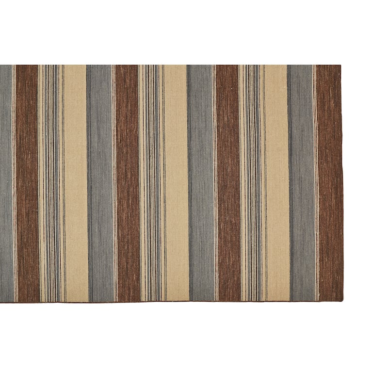 Grand Bazaar Naida Hand Knotted Stripes Transitional Area Rug