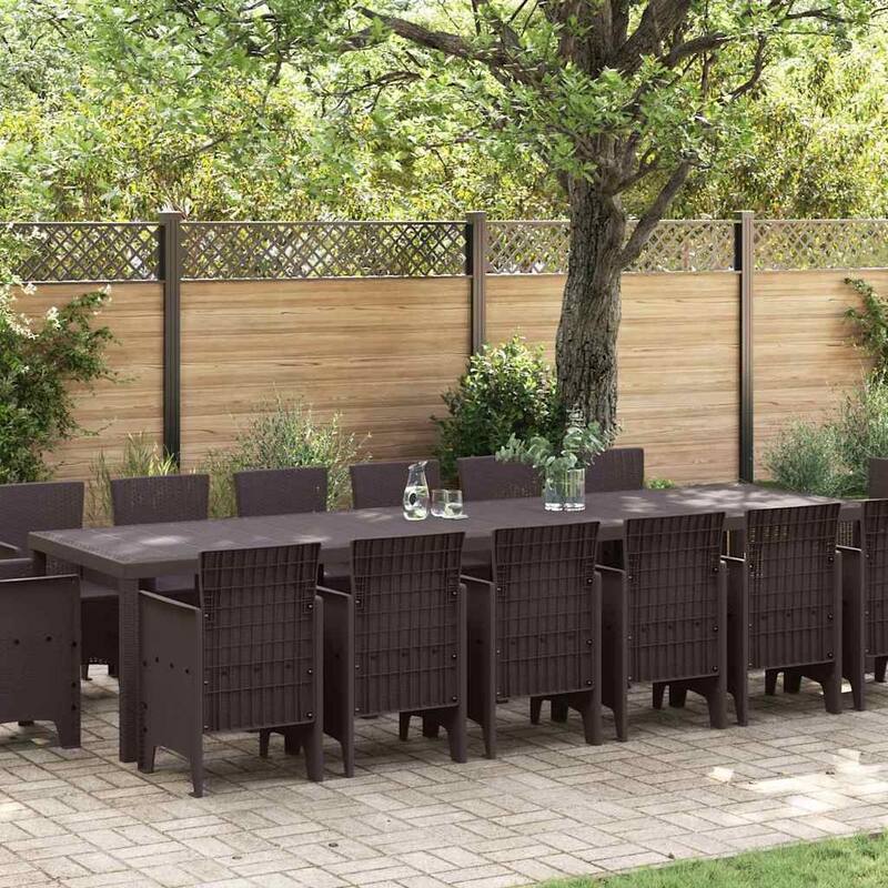 vidaXL Garden Dining Set 15 pcs Poly rattan - 39 x 138 x 29 - Brown/ without cushion set 6