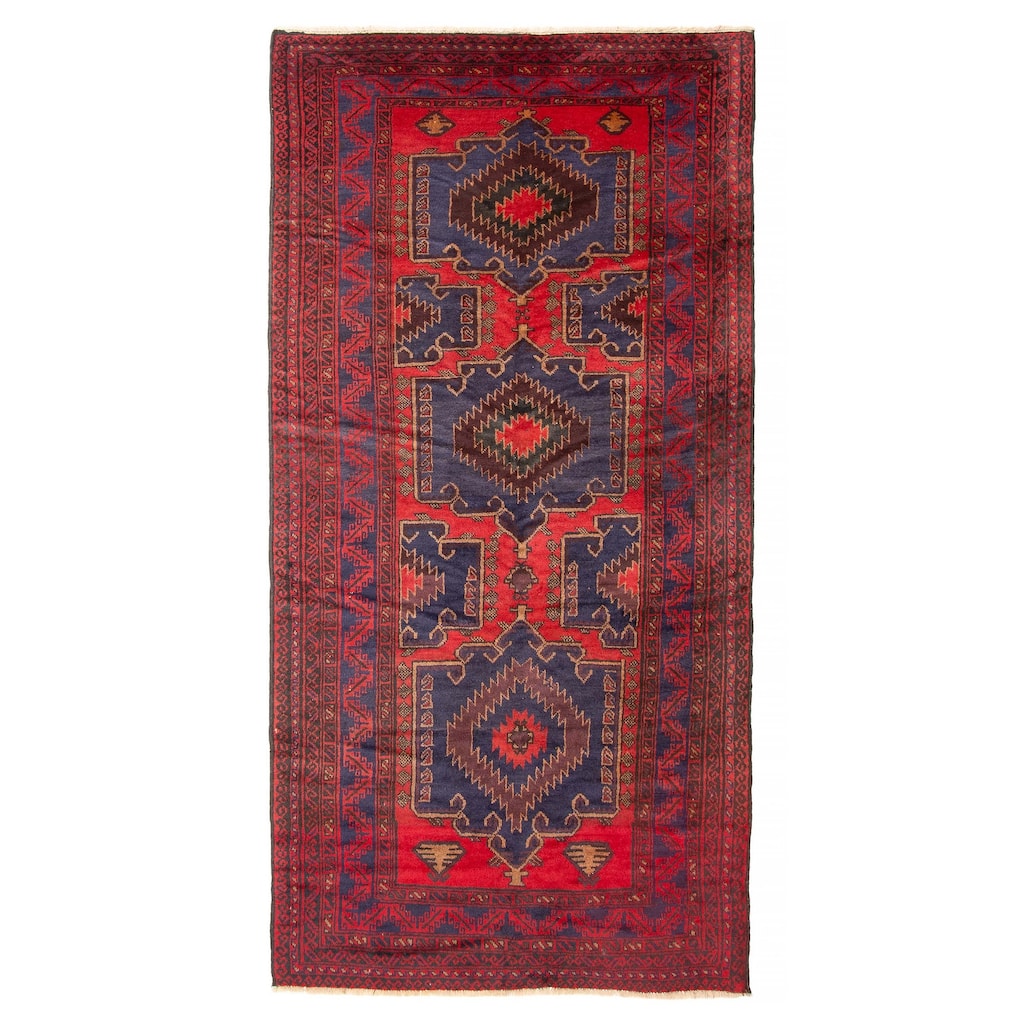 ECARPETGALLERY Hand-knotted Teimani Red Wool Rug - 4'7 x 9'4