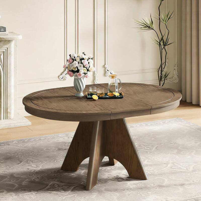 Extendable Dining Table for 4-6, 42" to 58" Rustic Farmhouse Table with X-Legs - Espresso+1 Dining Table