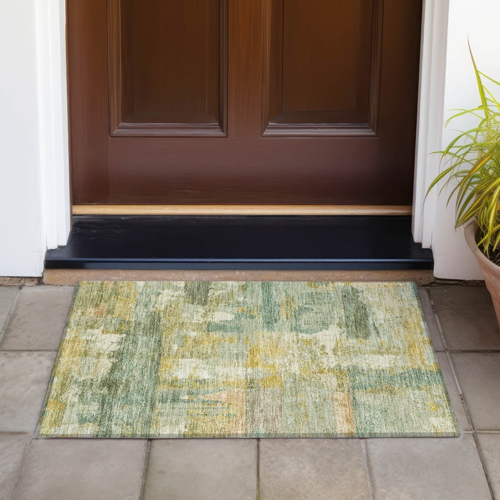 Machine Washable Indoor/Outdoor Contemporary Chantille Rug