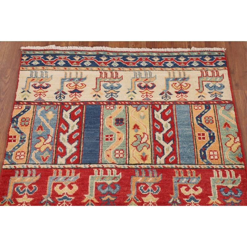 Tribal Kazak Oriental Accent Rug Hand-Knotted Wool Carpet - 2'9" x 4'1"