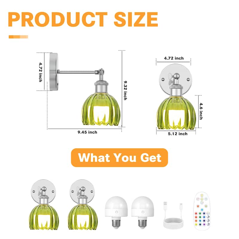 Adjustable Vintage Wall Sconce with Amber Tulip Glass Brass Fixture with Switch Ideal for Bedroom Hallway or Entry