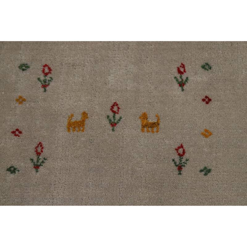 Tribal Gabbeh Oriental Area Rug Handmade Silk Carpet - 9'4" x 11'9"