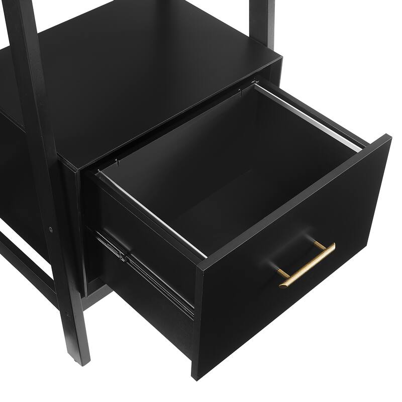 Crosley Landon Small Etagere Bookcase - Matte Black