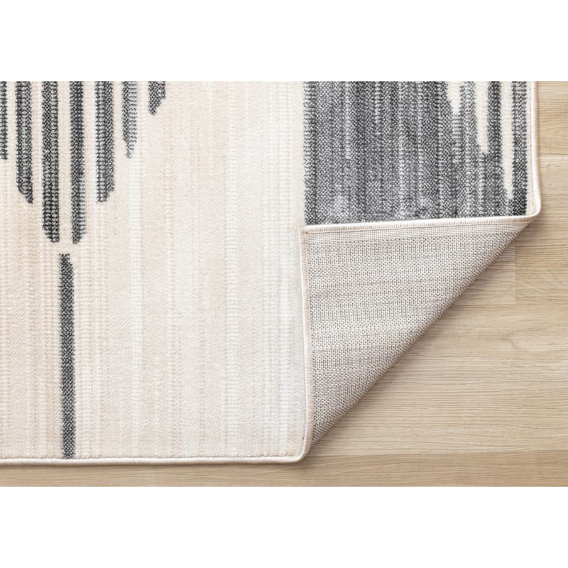 Washable Collection - Beige Grey Modern Washable Area Rug
