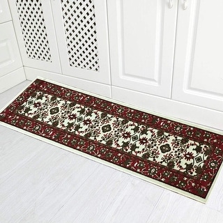 Gloria Kitchen Rug Non-Skid | Runner Kitchen Mat Non-Slip | Rug for Kitchen Floor with Rubber Backing | Entryway Hallway Floor Mat | Low Profile Door Mat (2