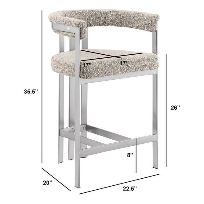 Best Quality Furniture Matte Brushed Chrome Counter Height Chairs (Set of 2) - N/A