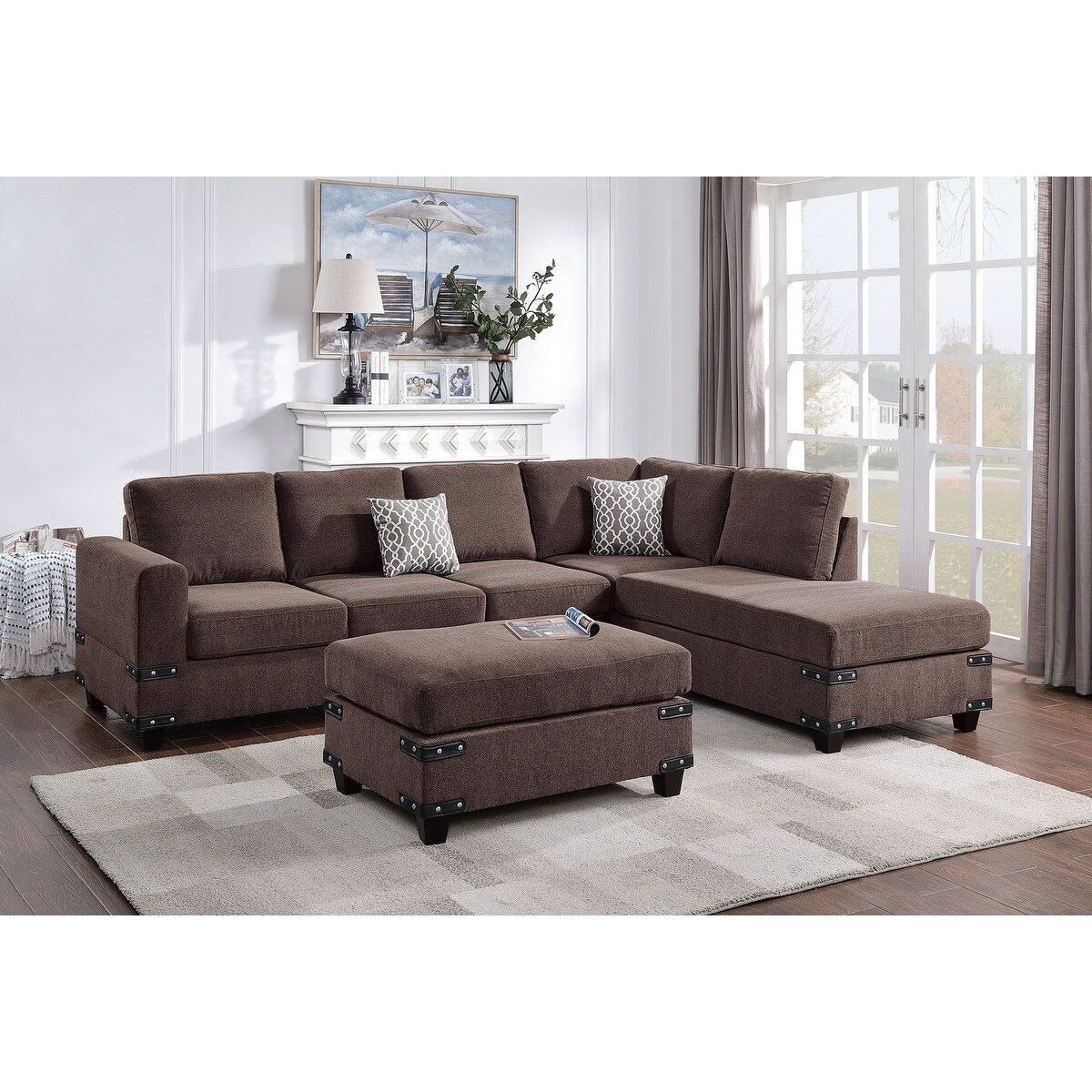 Poundex top sectional ottoman